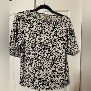 H&M Black & White Floral Blouse